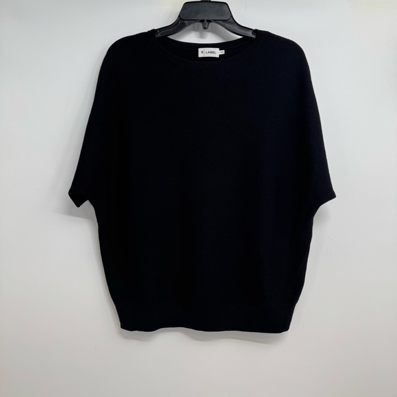 R Label Black Wool Sweater S/M Pullover Dolman Short Sleeve - Picture 2 of 8